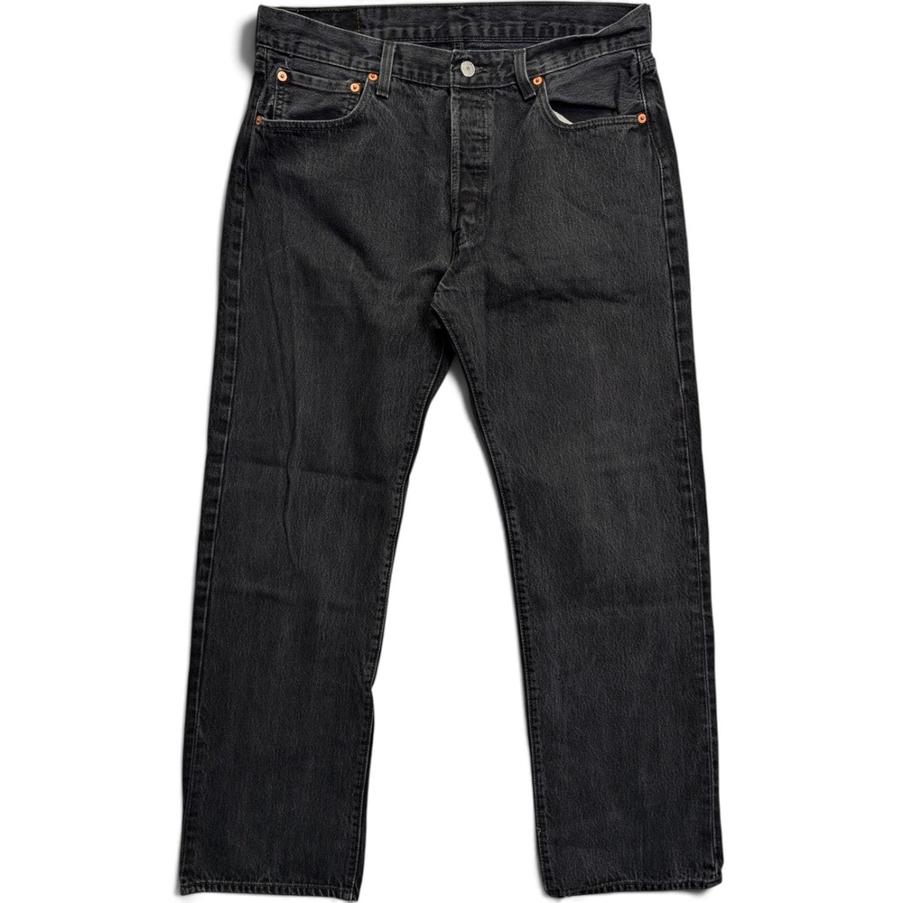 Levis Mens 501 Original Jeans 36 x 32 Straight Leg Button Fly Black